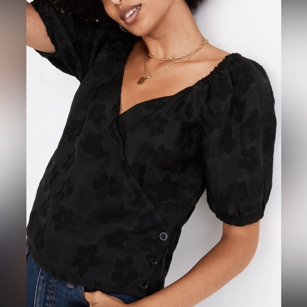 MADEWELL WOMENS XLElegant Black Floral Top